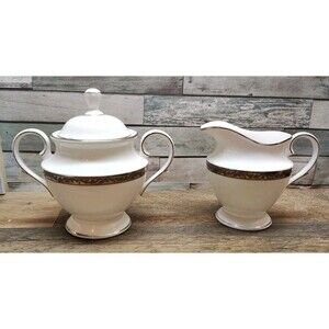 Set of 2 Lenox Landmark Platinum Sugar and Creamer Set Excellent Condition USA